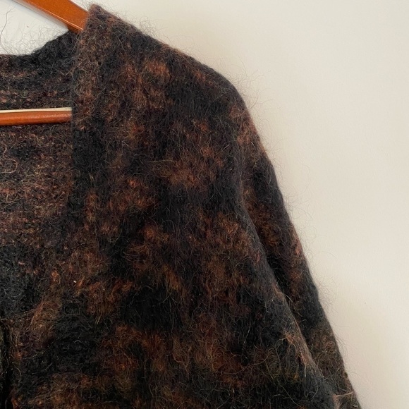 Hand Knit Wool Blend Cropped Open Cardigan Sz S - Picture 4 of 6